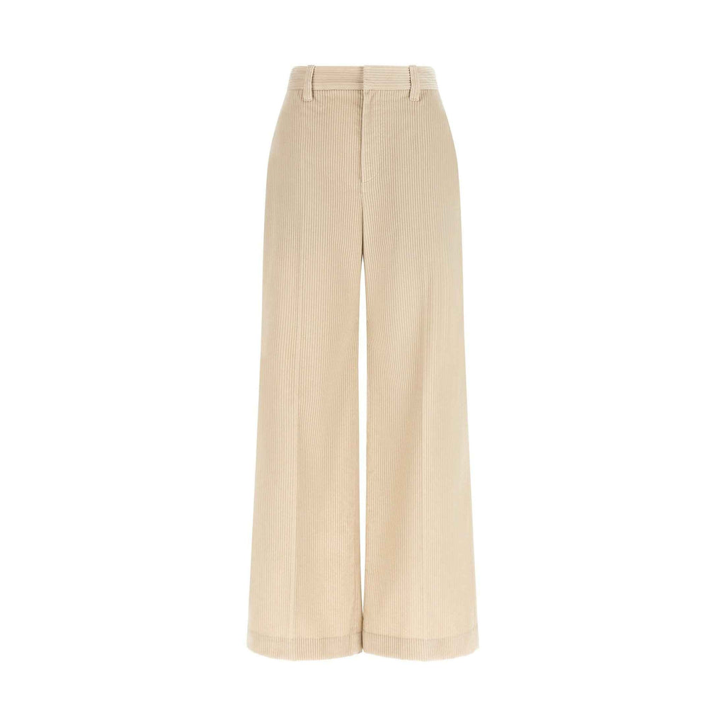 Beige Cotton Casual Pants