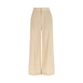 Beige Cotton Casual Pants