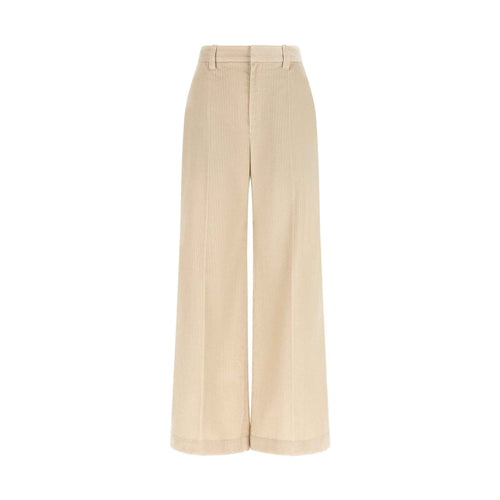 Beige Cotton Casual Pants