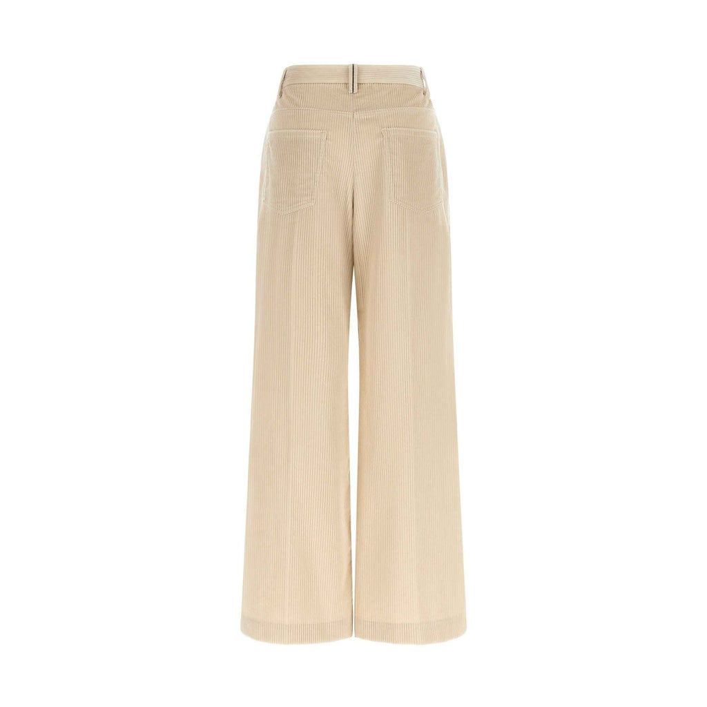 Beige Cotton Casual Pants