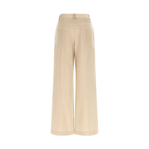 Beige Cotton Casual Pants