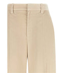 Beige Cotton Casual Pants
