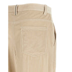 Beige Cotton Casual Pants