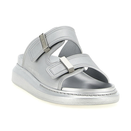 Alexander McQueen Silver Rubber Slides