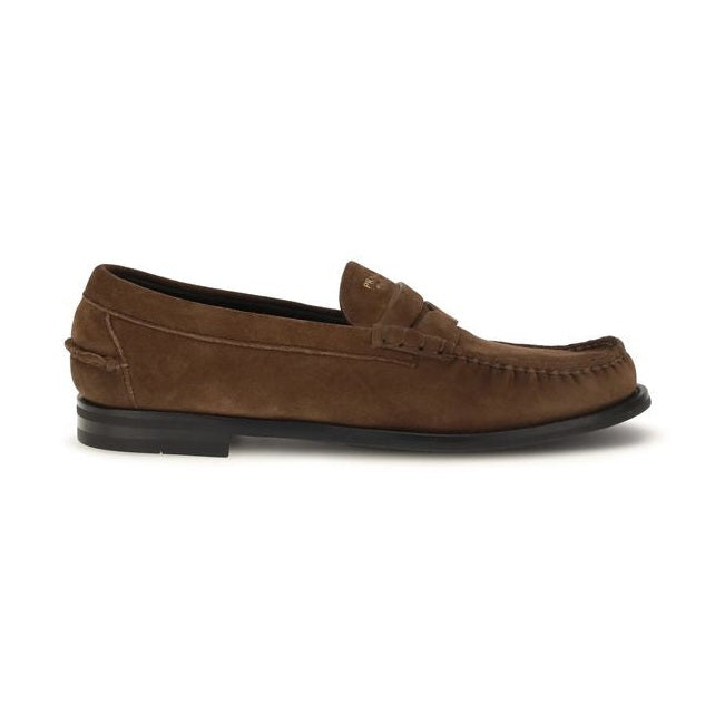 Prada Brown Suede Leather Slip-On Loafers