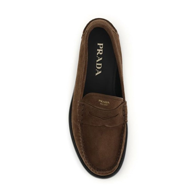 Prada Brown Suede Leather Slip-On Loafers