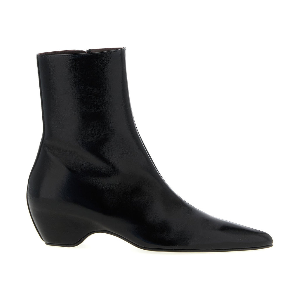 Khaite Black Calfskin Ankle Boots