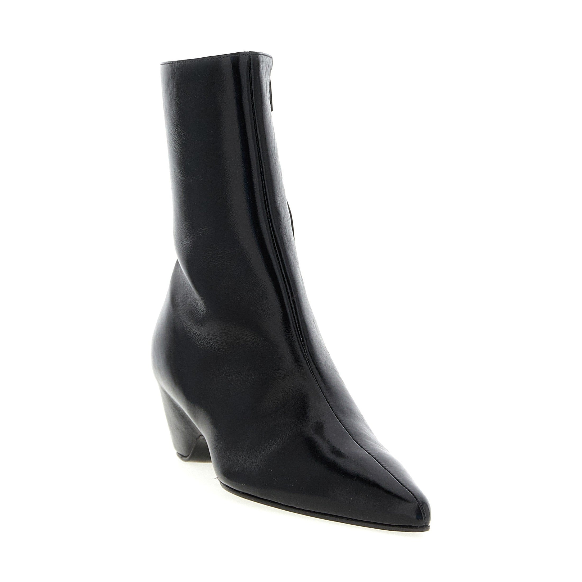 Khaite Black Calfskin Ankle Boots