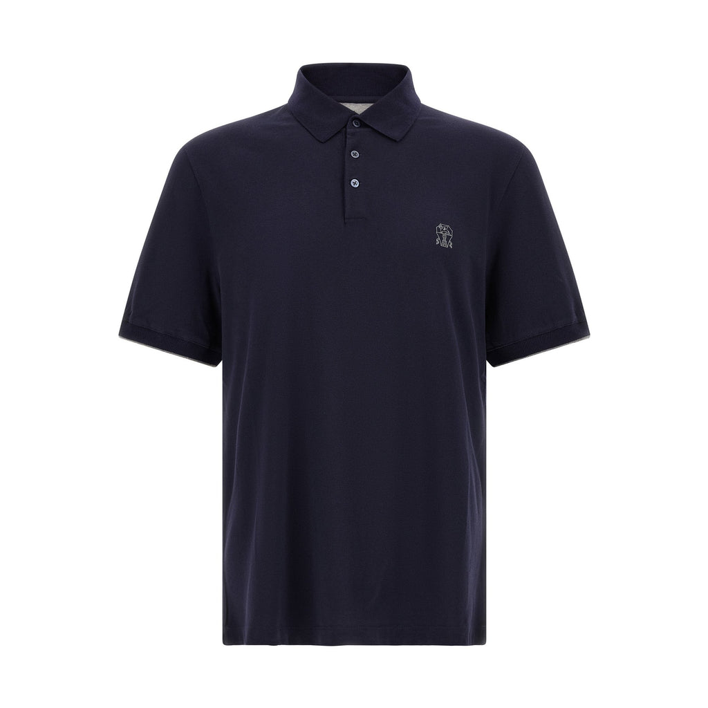 Brunello Cucinelli Blue Cotton Polo Shirt