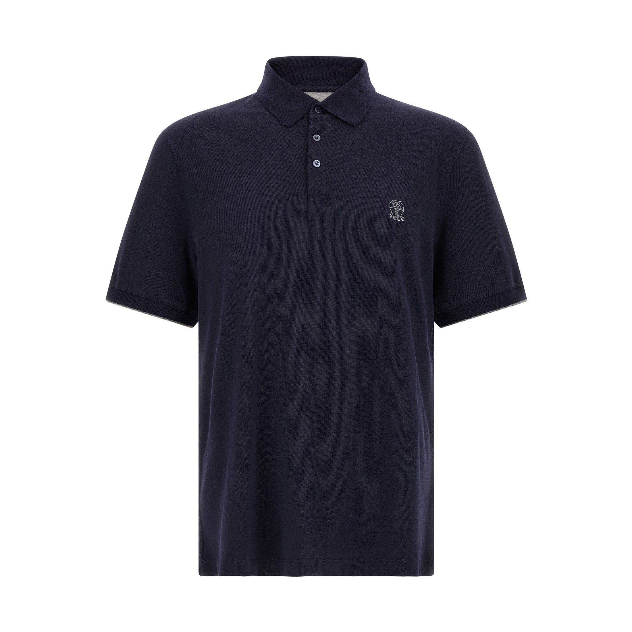Brunello Cucinelli Blue Cotton Polo Shirt