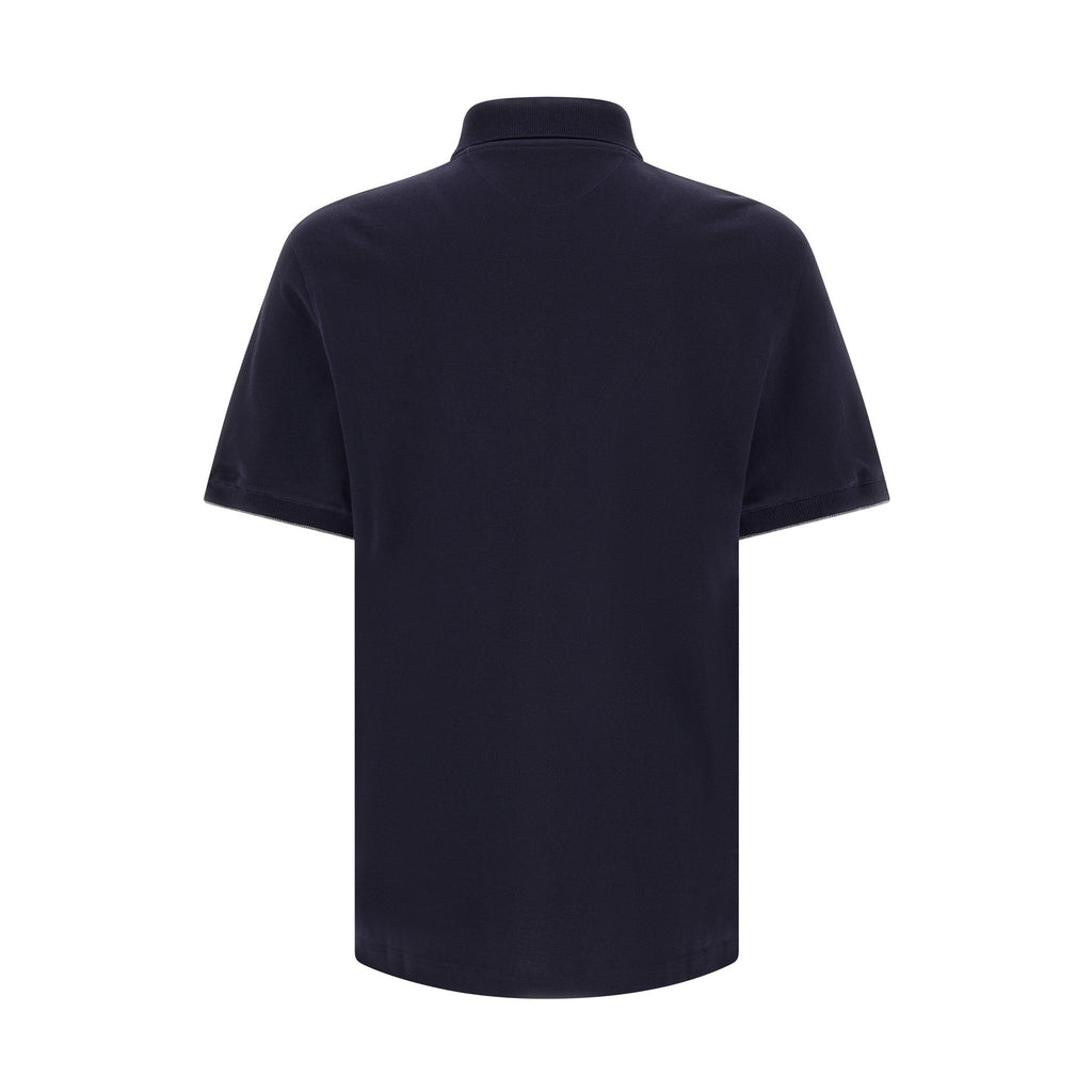 Brunello Cucinelli Blue Cotton Polo Shirt
