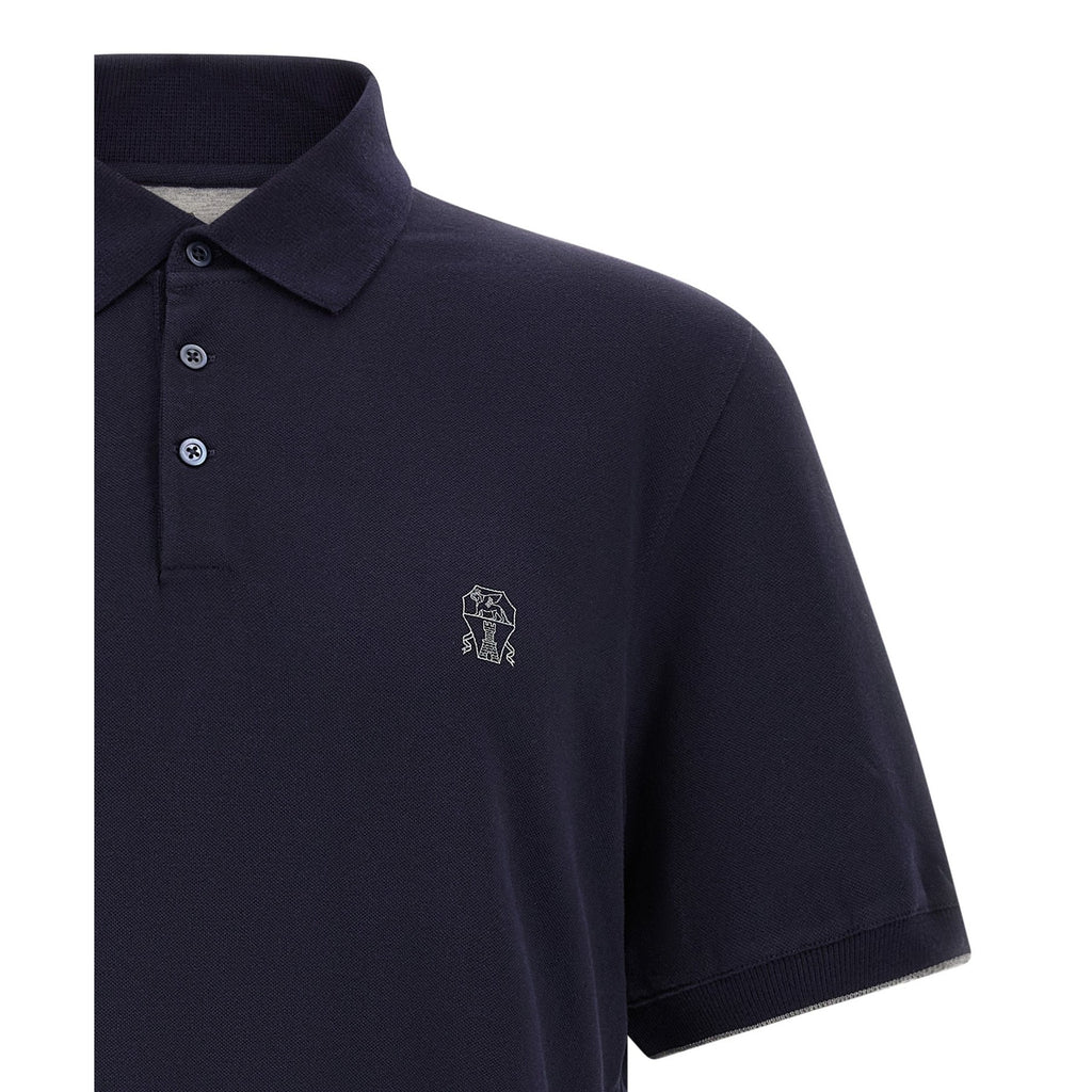 Brunello Cucinelli Blue Cotton Polo Shirt