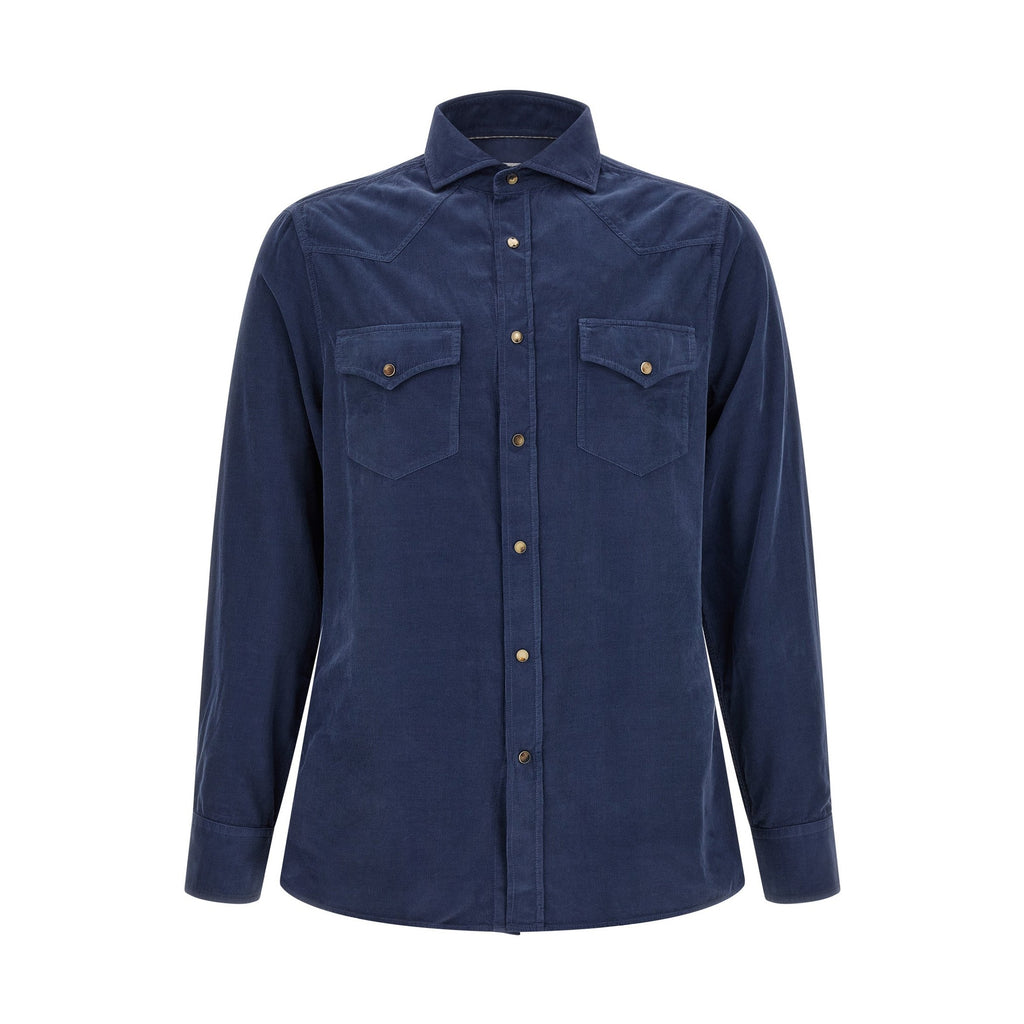 Brunello Cucinelli Blue Cotton Blouse