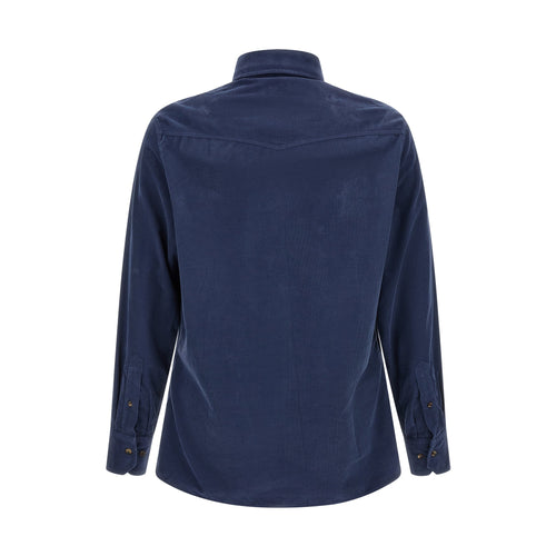 Brunello Cucinelli Blue Cotton Blouse