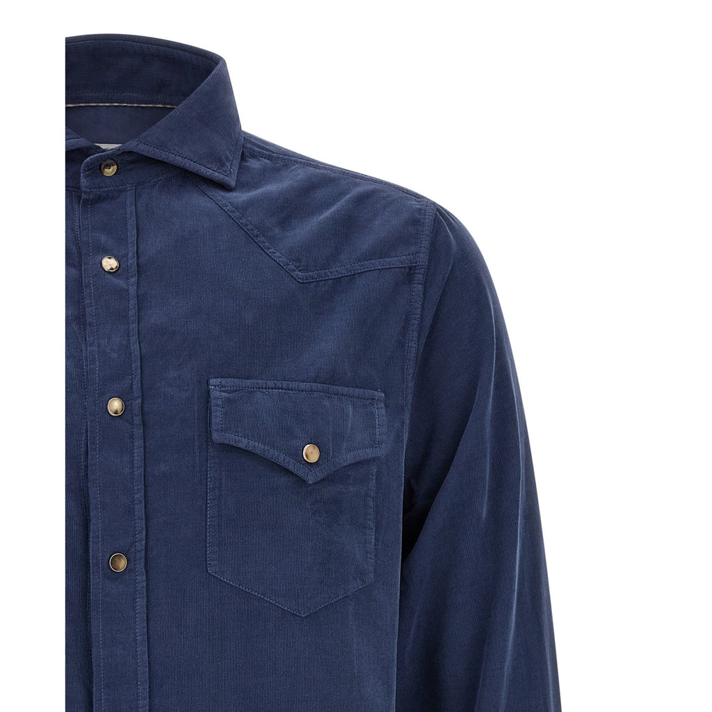 Brunello Cucinelli Blue Cotton Blouse