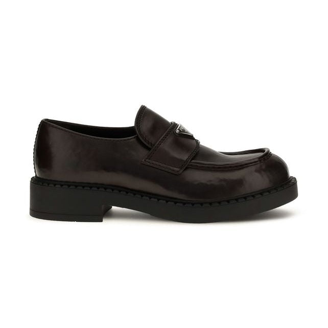Prada Brown Calf Leather Bos Taurus Slip-On Loafers