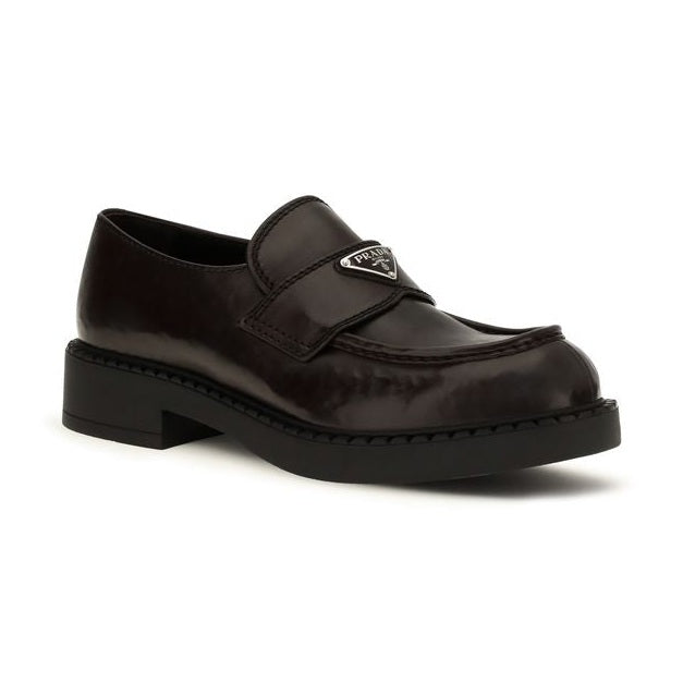 Prada Brown Calf Leather Bos Taurus Slip-On Loafers