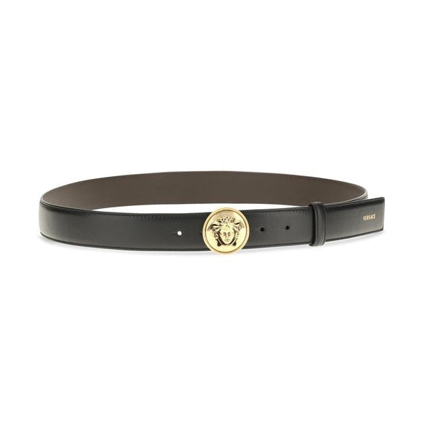 Versace Black Calf Leather Bos Taurus Regular Belt