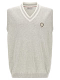 Brunello Cucinelli Gray Cotton Sleeveles Sweater