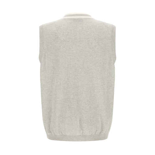 Brunello Cucinelli Gray Cotton Sleeveles Sweater
