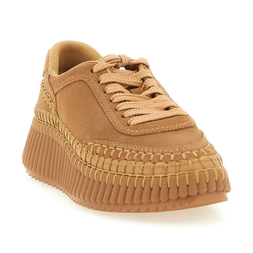 Chloé Beige Polyester Platform Sneakers