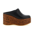 Chloé Black Calfskin Wedge Sandals
