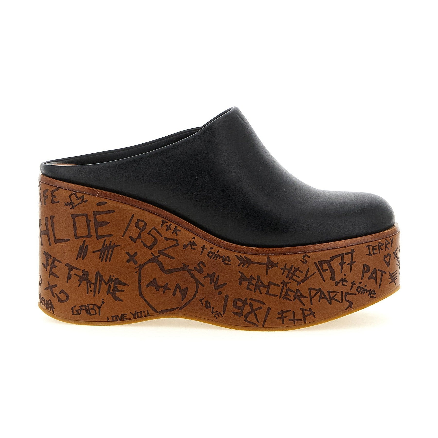 Chloé Black Calfskin Wedge Sandals