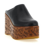 Chloé Black Calfskin Wedge Sandals