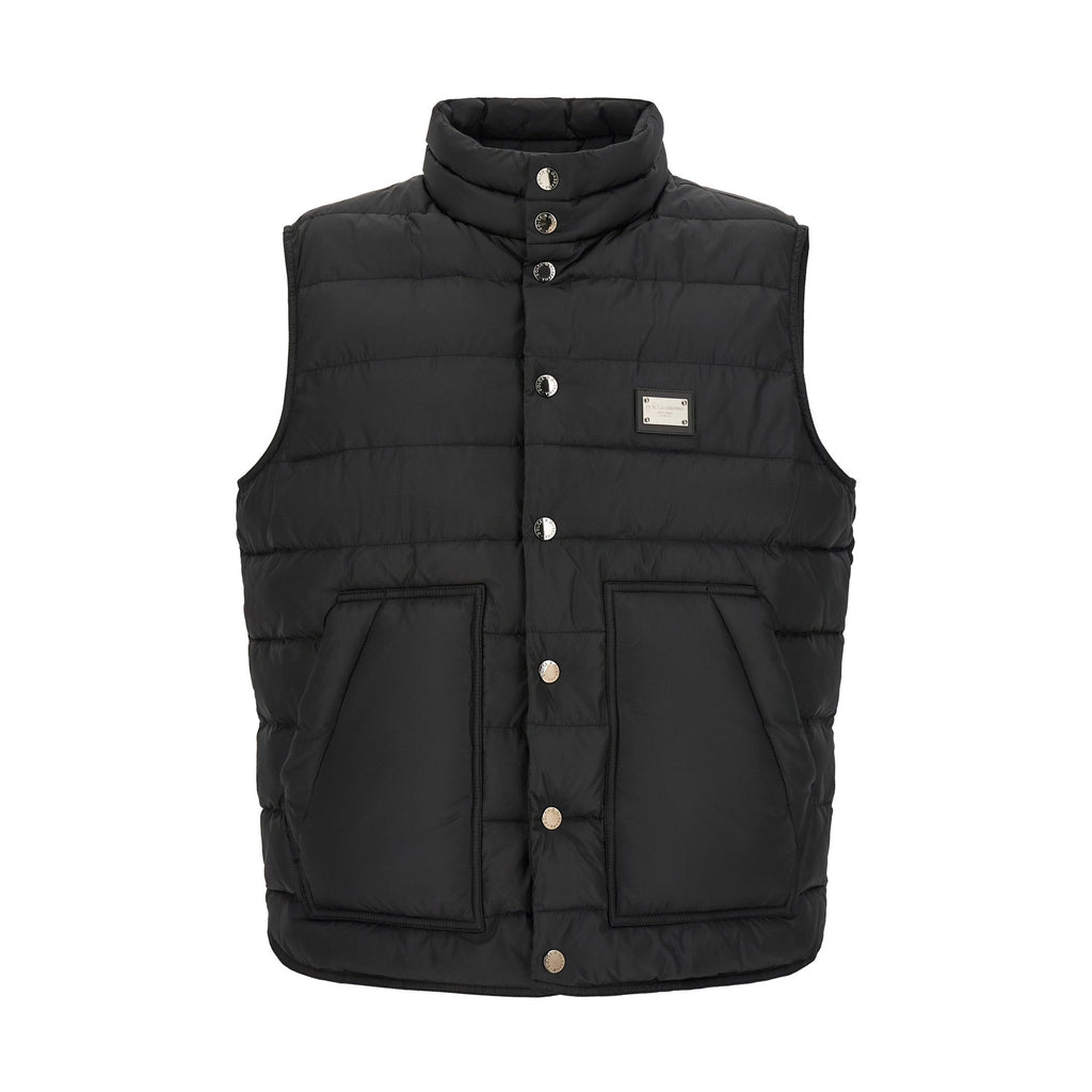 Dolce & Gabbana Black Polyester Sleeveless Jacket