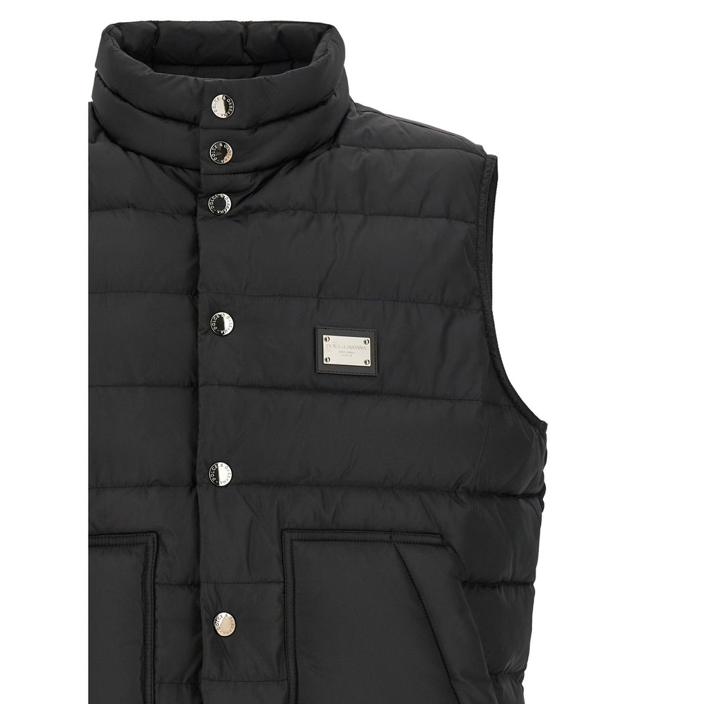 Dolce & Gabbana Black Polyester Sleeveless Jacket