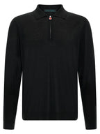 Kiton Black Wool Polo Shirt