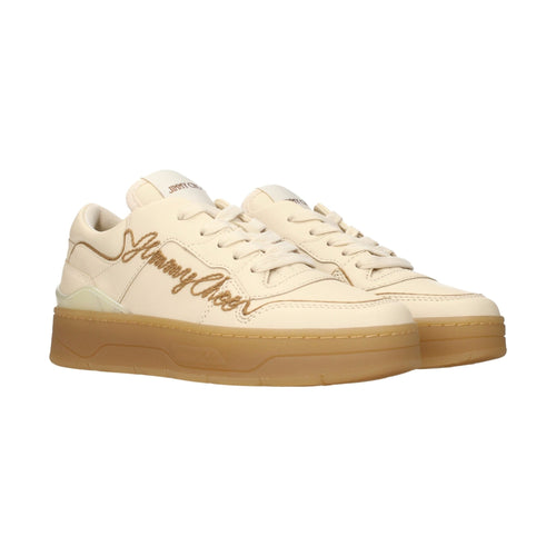 Beige Leather Low Top Sneakers