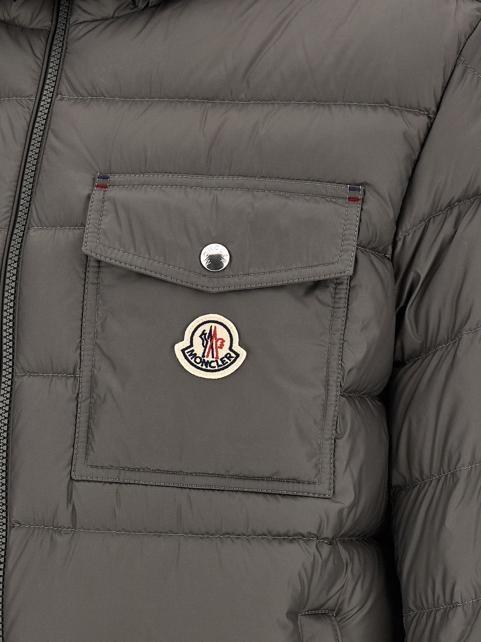 Gray Polyamide Full-Length Jacket