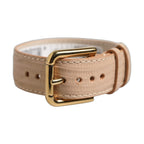 Dolce & Gabbana Beige Textured Leather Gold Buckle Belt Strap Bracelet