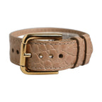 Dolce & Gabbana Brown Embossed Leather Gold Buckle Belt Strap Bracelet