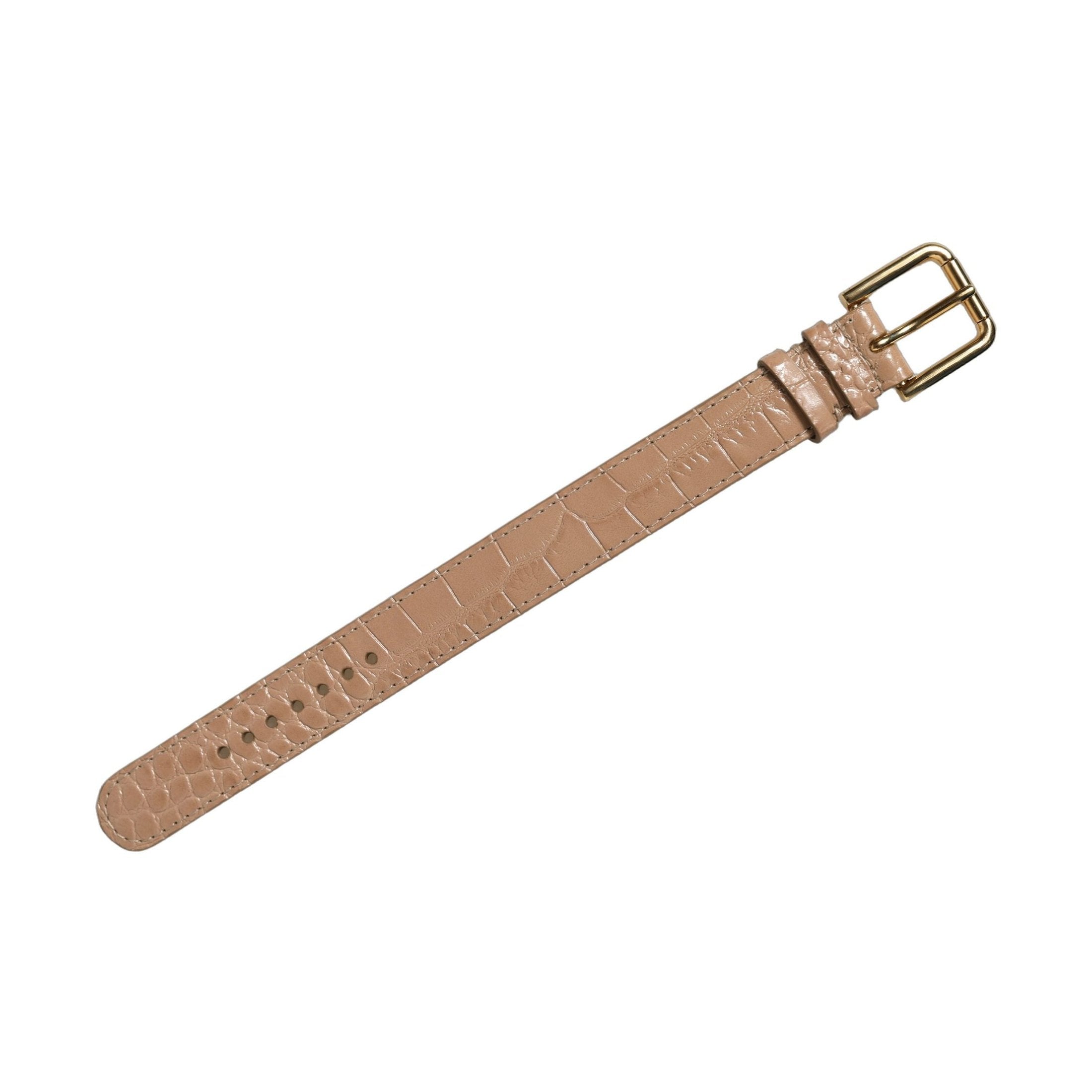 Dolce & Gabbana Brown Embossed Leather Gold Buckle Belt Strap Bracelet