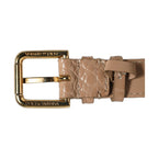 Dolce & Gabbana Brown Embossed Leather Gold Buckle Belt Strap Bracelet