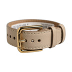 Dolce & Gabbana Beige Calfskin Leather Gold Buckle Belt Strap Bracelet