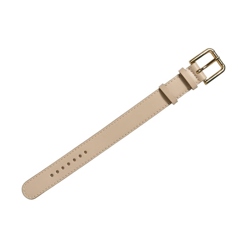 Beige Calfskin Leather Gold Buckle Belt Strap Bracelet