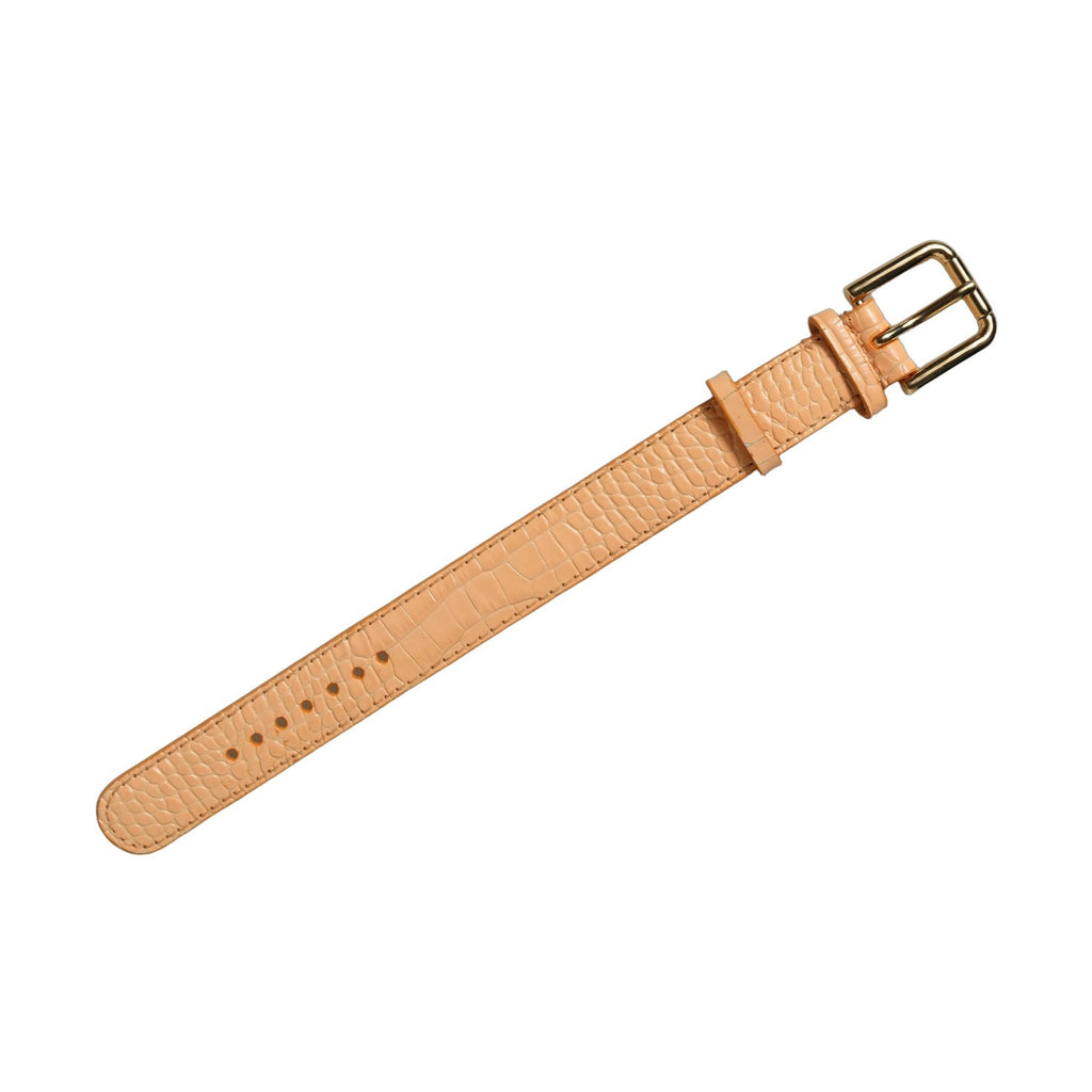 Dolce & Gabbana Beige Embossed Leather Gold Buckle Belt Strap Bracelet