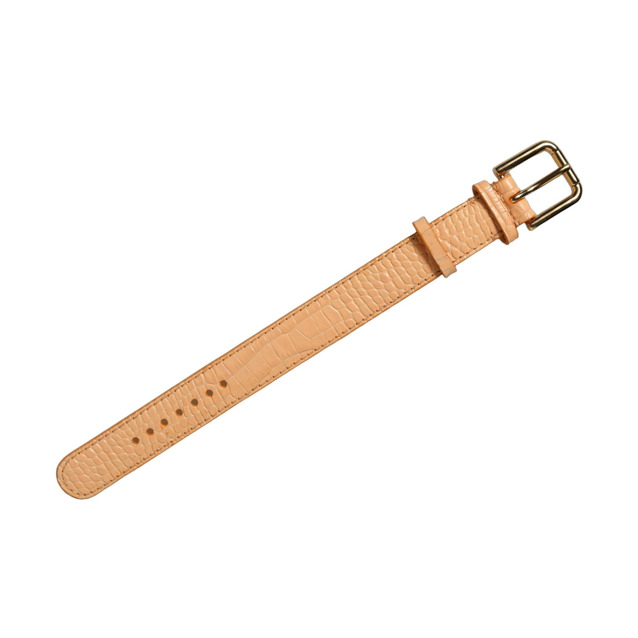 Dolce & Gabbana Beige Embossed Leather Gold Buckle Belt Strap Bracelet