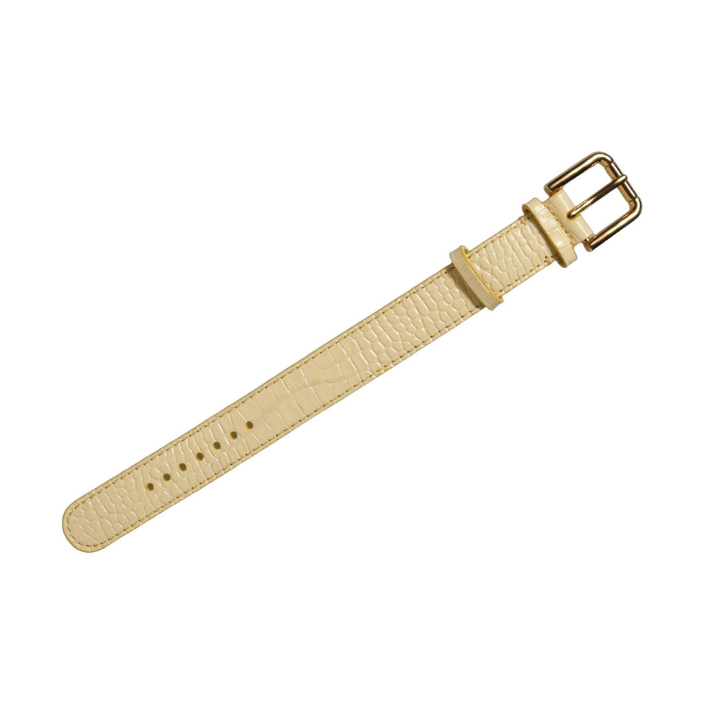 Dolce & Gabbana Beige Embossed Leather Gold Buckle Belt Strap Bracelet
