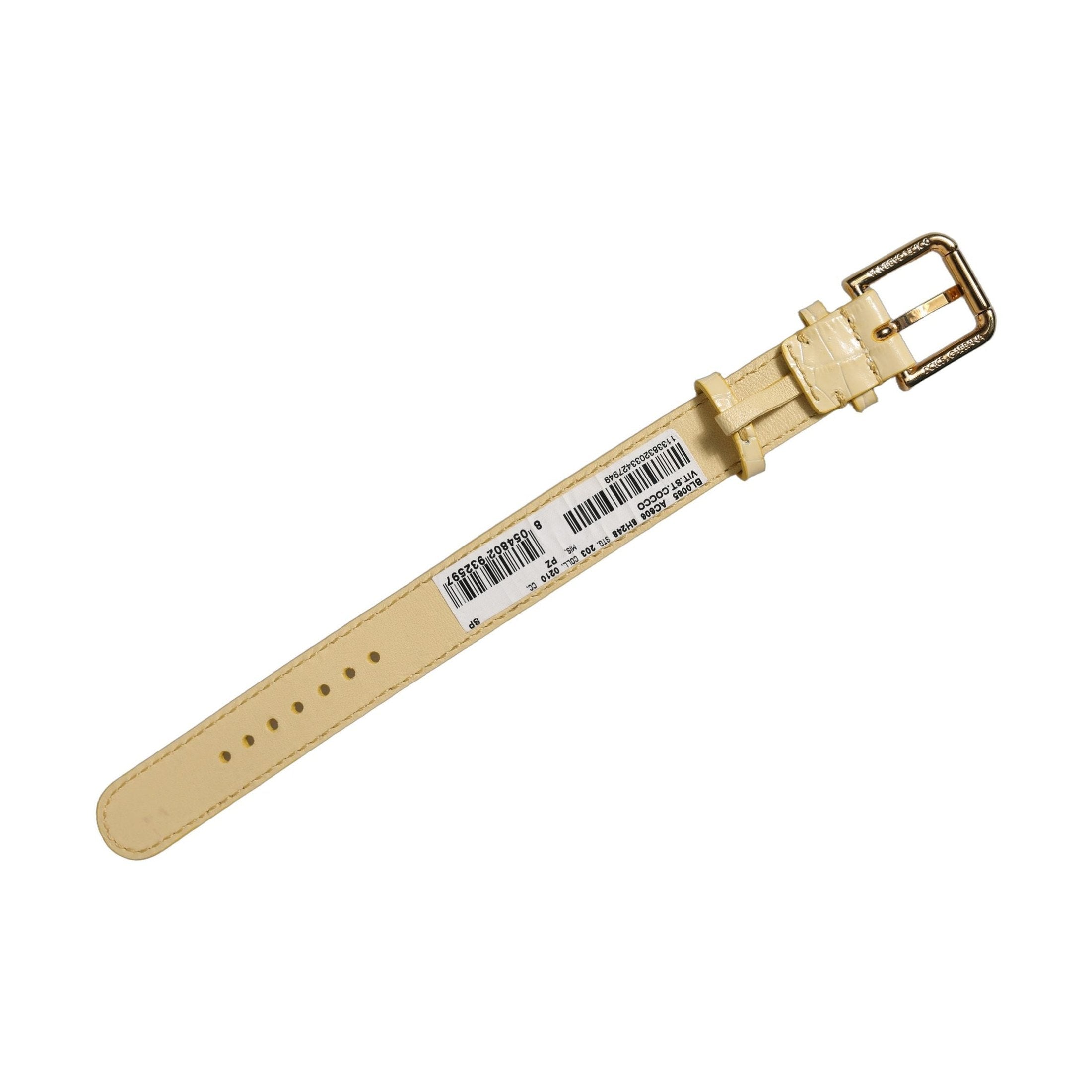 Dolce & Gabbana Beige Embossed Leather Gold Buckle Belt Strap Bracelet