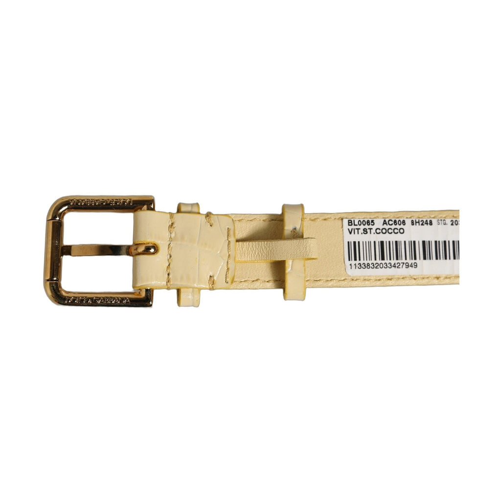 Dolce & Gabbana Beige Embossed Leather Gold Buckle Belt Strap Bracelet