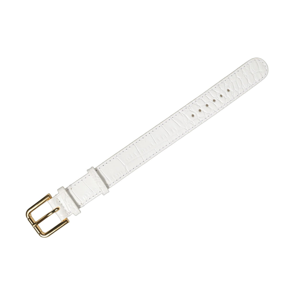 Dolce & Gabbana White Embossed Leather Gold Buckle Belt Strap Bracelet