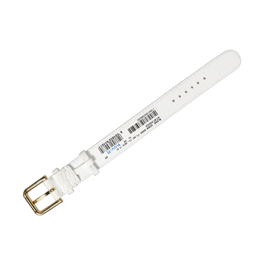 Dolce & Gabbana White Embossed Leather Gold Buckle Belt Strap Bracelet