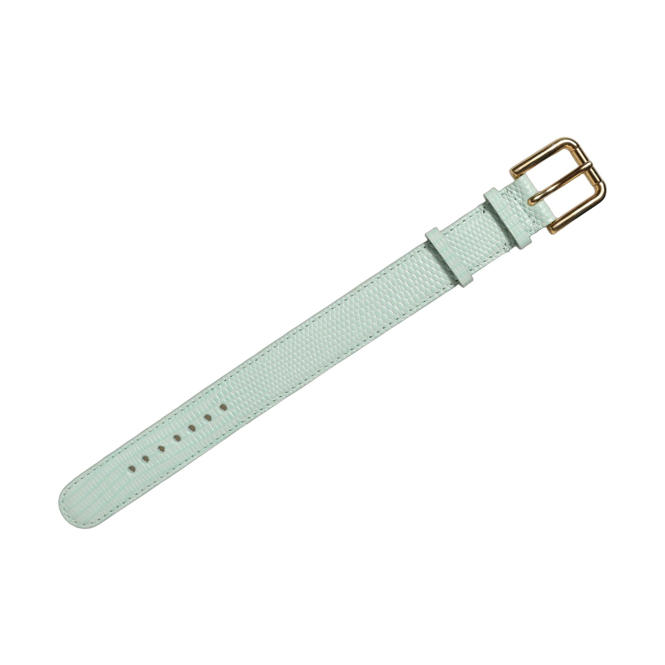 Dolce & Gabbana Green Textured Leather Gold Buckle Belt Strap Bracelet