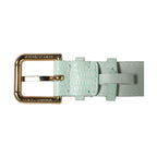 Dolce & Gabbana Green Textured Leather Gold Buckle Belt Strap Bracelet