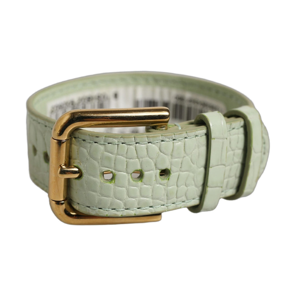Dolce & Gabbana Green Embossed Leather Gold Buckle Belt Strap Bracelet