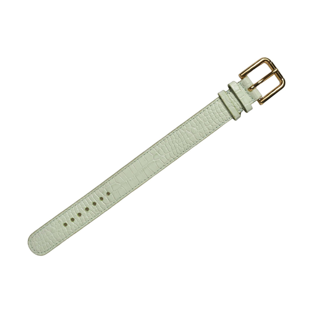 Dolce & Gabbana Green Embossed Leather Gold Buckle Belt Strap Bracelet